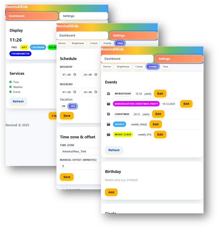 KidsClock WebUI