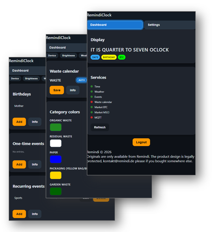 Web Interface der WordClock